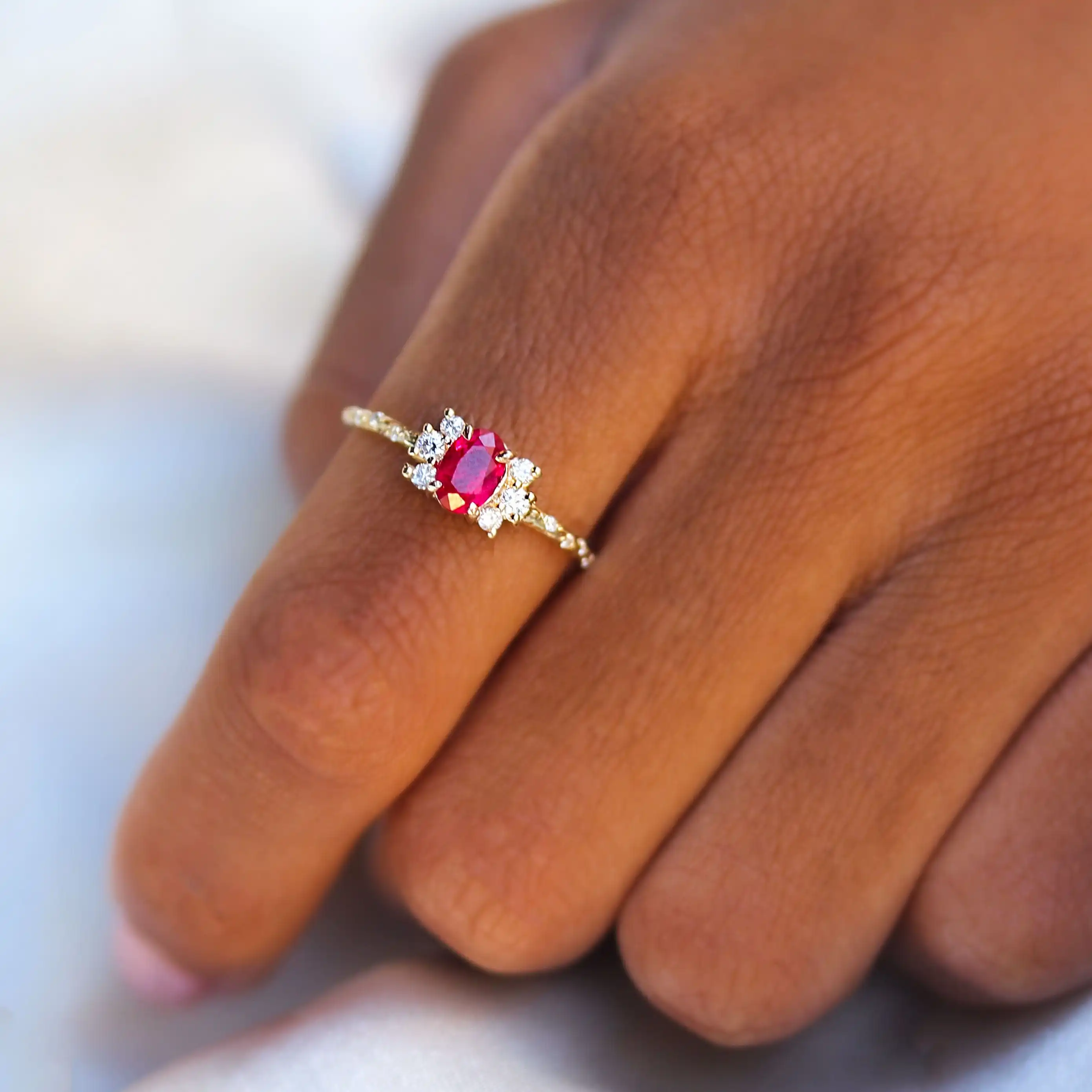 

Dazzling S925 Sterling Silver Starry Oval Ruby Ring - Perfect Gift for Women with a Touch of Elegance