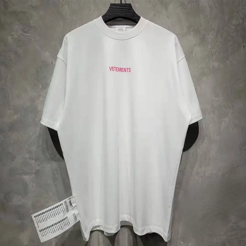 

Washed Vetements Label T Shirt Men Women 1:1 High-Quality Back Tonal Logo Embroidered Vetements Tee VTM Tops Short Sleeve