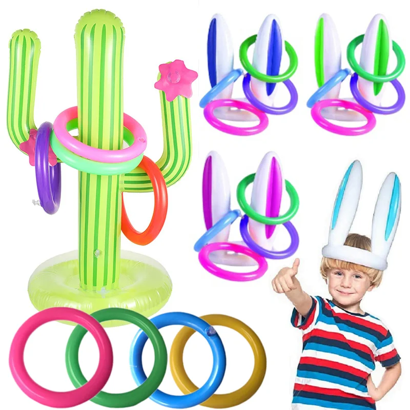 

Inflatable Cactus Ferrule Rabbit Ears Throwing Toys Kids Intellectual Development Game Water Interactive Hand-eye Coordination
