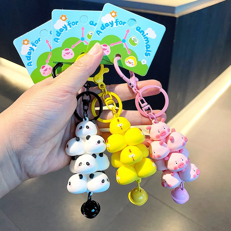 

Cartoon Animal Panda Chick Key Chain PVC Cute Pig Pet Paradise Keychain Backpack Pendant Keyring For Children Women Gifts