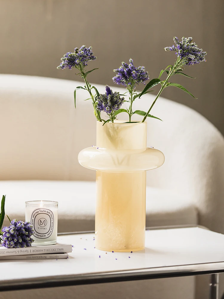 Glass Vase Advanced Art Table Flower Arrangement Decoration Living Room Decoration Flowers Glass Flower Pot