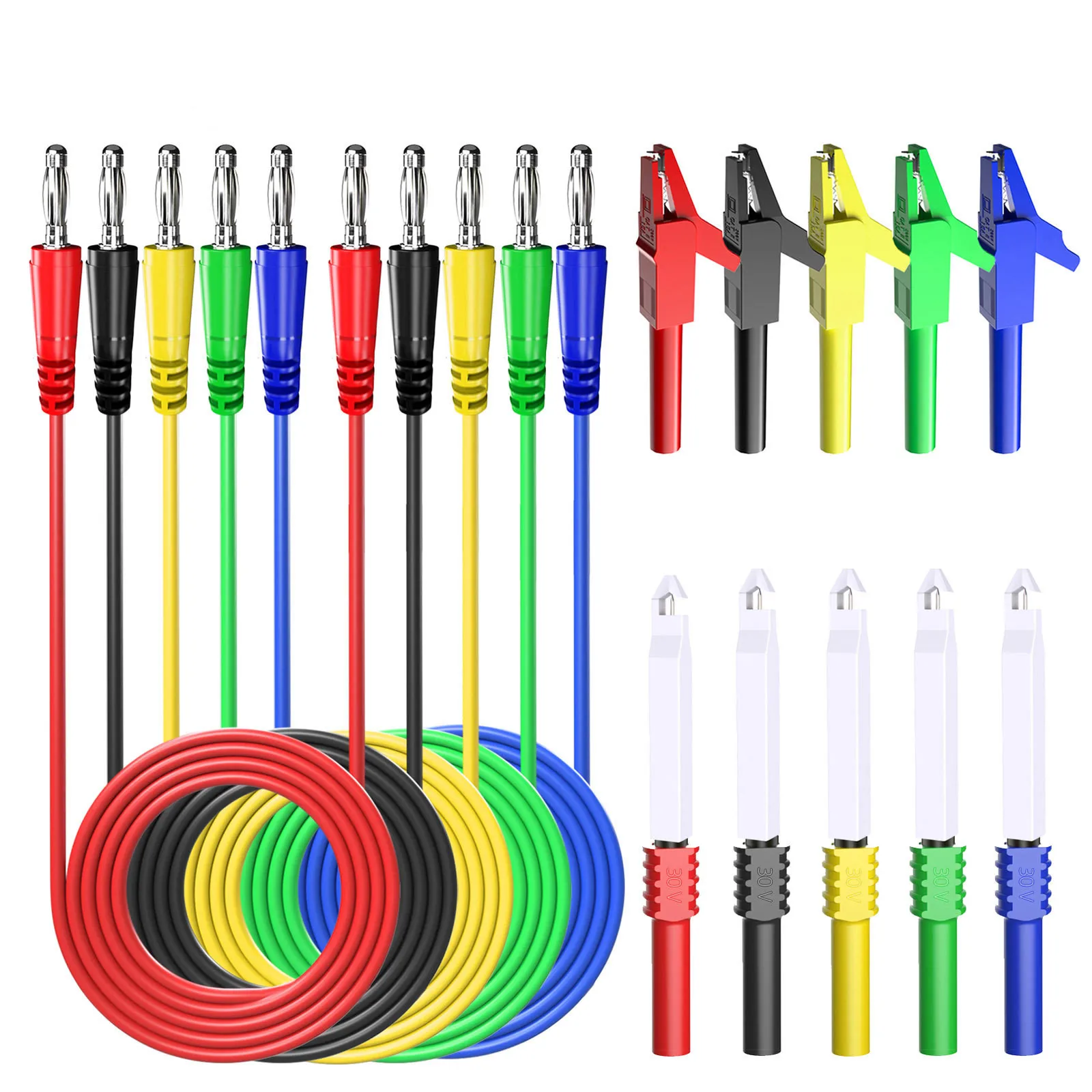 

P1043B комплект тестовых щупов для мультиметра 4 мм, банановая штепсельная вилка с безопасными щупами для прокола пирсинга, 1000 В, 10 А