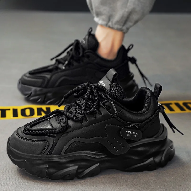 Senma Men's Shoes Thick Bottom Dad Autumn and Winter Fleece-lined Warm Cotton-padded Trendy Brand High-Grade Vers...