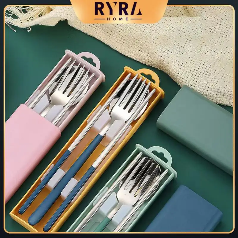 

Nice Portable Dinnerware 2pcs/3pcs Set Cutlery Spoon Fork Chopsticks Stainless Steel Travel Cutlery High Quality With Box