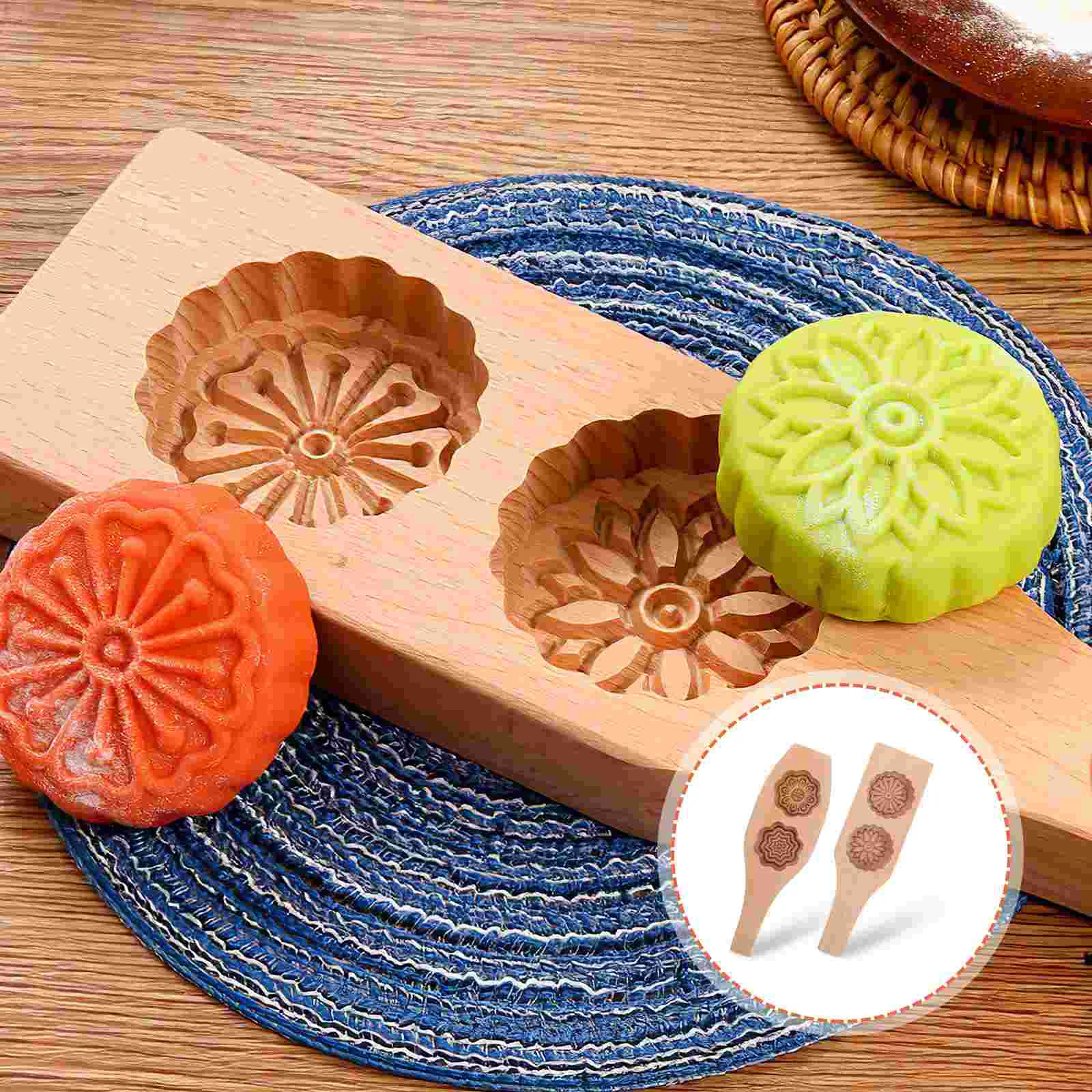 

2 Pcs Make Some Molds Moon Cakes Green Bean DIY Handle Mooncake Chocolate Tools Daily Use Cookie Tray Household Kitchen