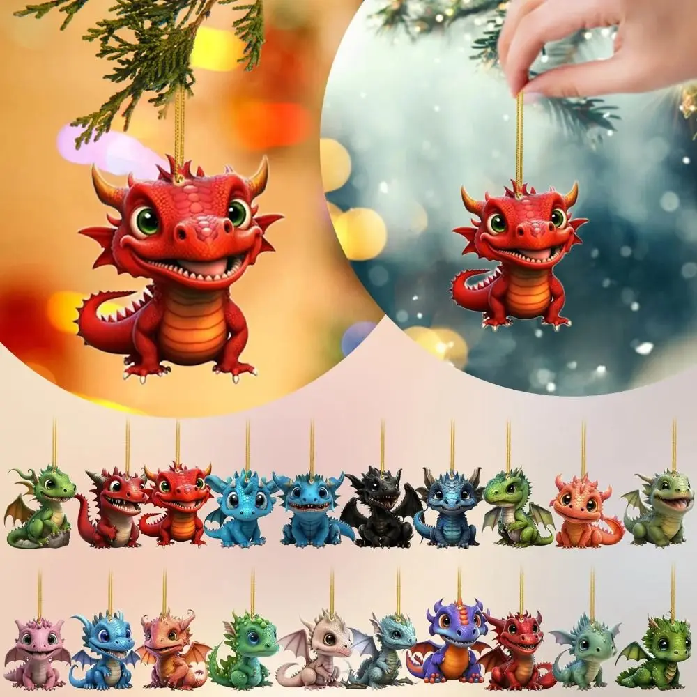 

Acrylic Dragon Christmas Tree Ornaments New Year Room Decor Christmas Hanging Pendant Flying Dragon Baby Cartoon Car Pendant