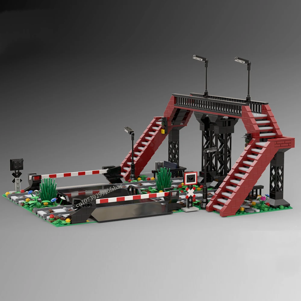 Лидер продаж модульный городской поезд MOC с видом на улицу железнодорожная