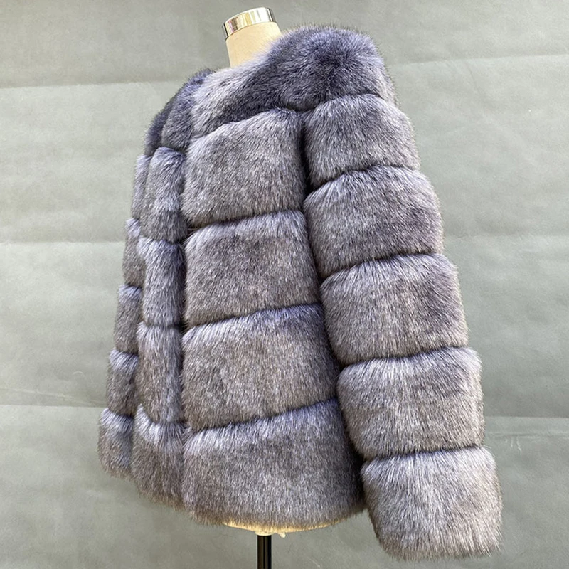 Fashion Winter Jackets Women Warm Fur Coats High Quality Women Faux Fox Fur Coat Office Lady Winter Thick Warm Fluffy Jacket