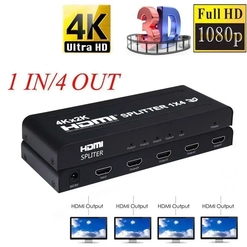 Фото Разветвитель 4K 3D 1x4 HDMI 1x2 Видеораспределитель 1 в 4 выхода 2 выхода 4K60 Гц Двойной дисплей для камеры PS3 PS4 Ноутбук ПК к ТВ-монитора №2