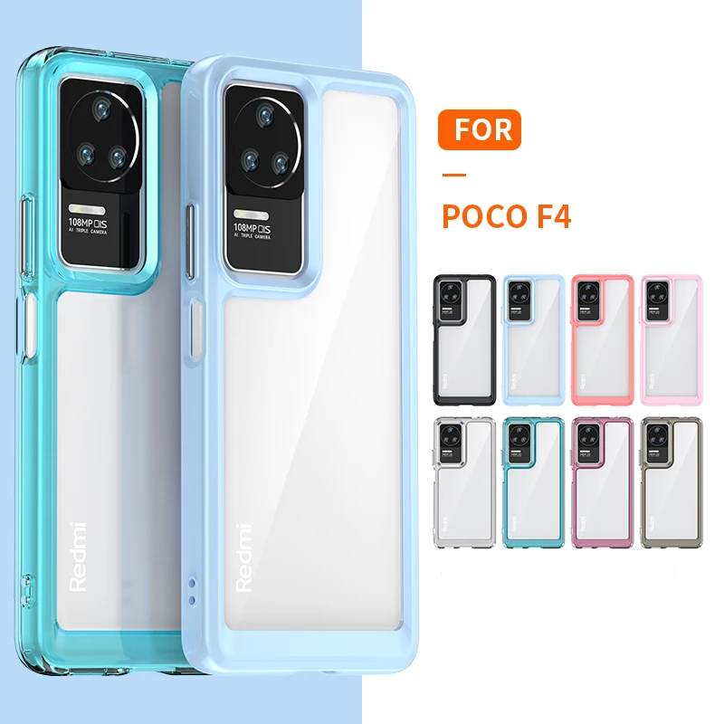 

For Poco F4 Case Cover Xiaomi Poco F4 Capas Shockproof Phone Back Clear Transparent Multicolour For Fundas Poco F3 F4 5G Cover