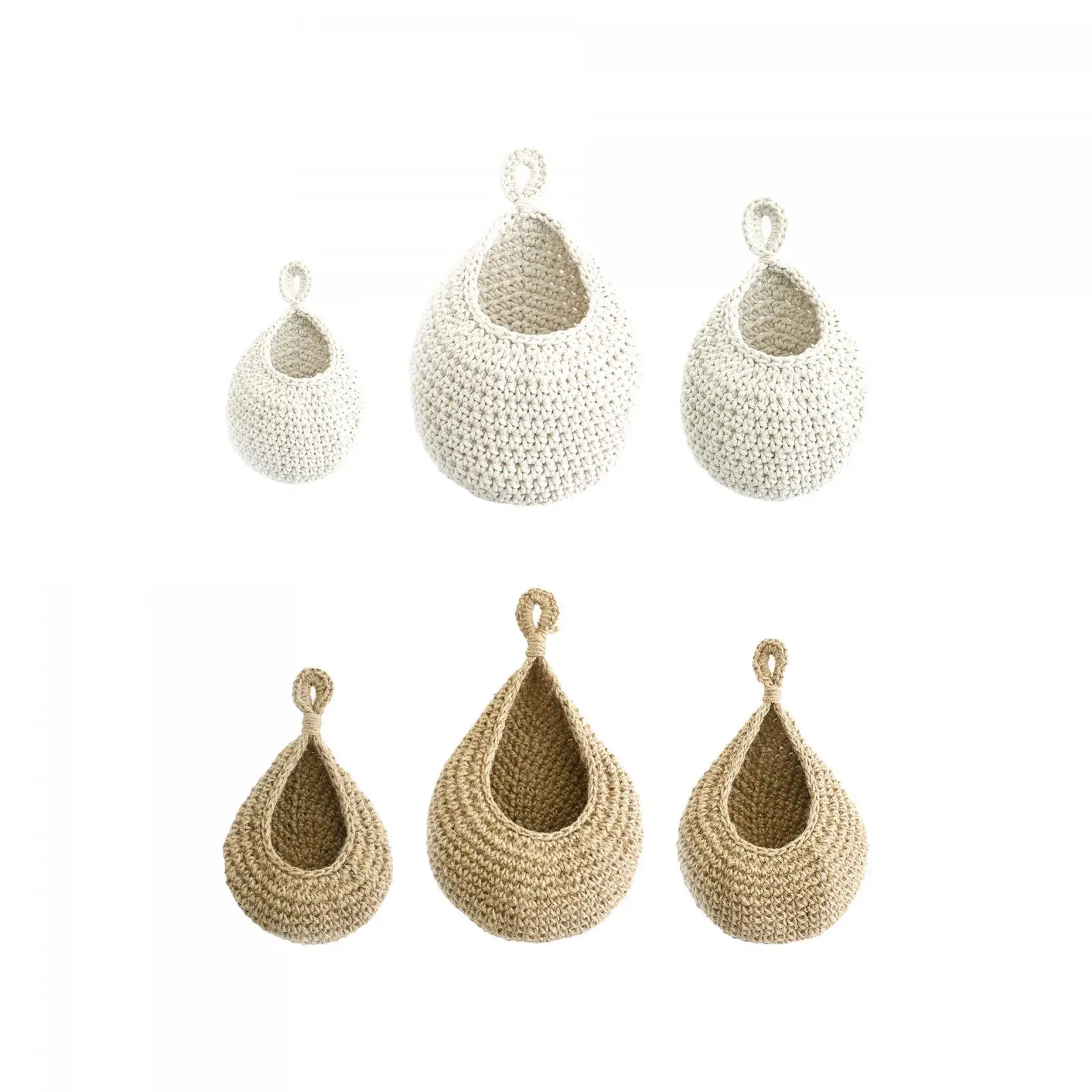 

3x Wall Jute Onion Basket, Boho Wall Baskets ,Wall Planter Holder ,Kitchen Organizer Storage Bin for Fruit