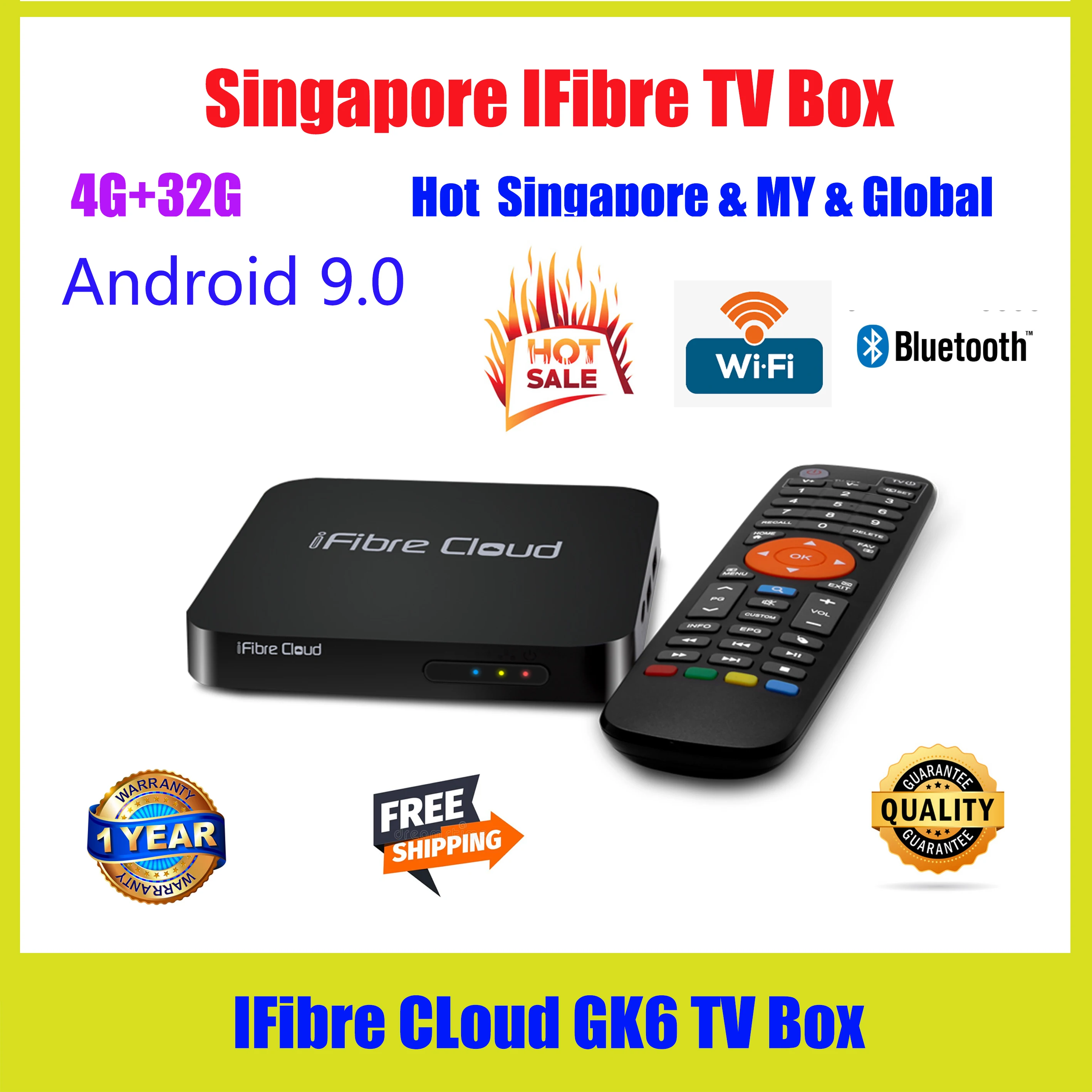 Новинка 2022 года Сингапур ifiber box cloud GK6 4 Гб 32 ГБ ТВ-приставка android Amlogic S905X3 с bluetooth 5 1