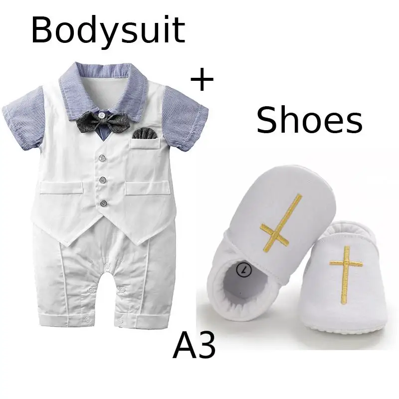 Baptismal Suit Baby Boy Clothes Souvenirs for Christening Shoes Outfit Romper  Birthday White Set  Kids and