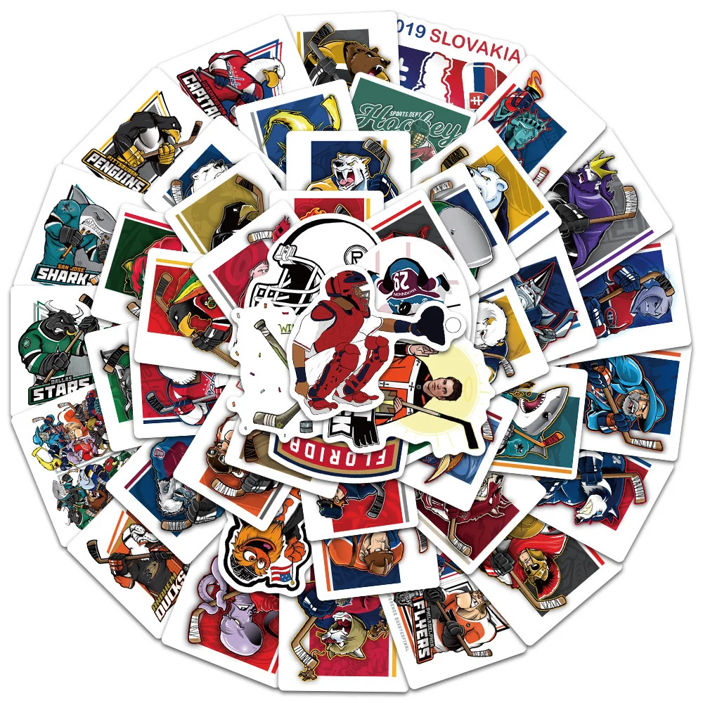 

10/30/50PCS Cartoon Ice Hockey Sports Series Stickers for Luggage Laptop IPad Journal Water Cup Waterproof Stickers Wholesale