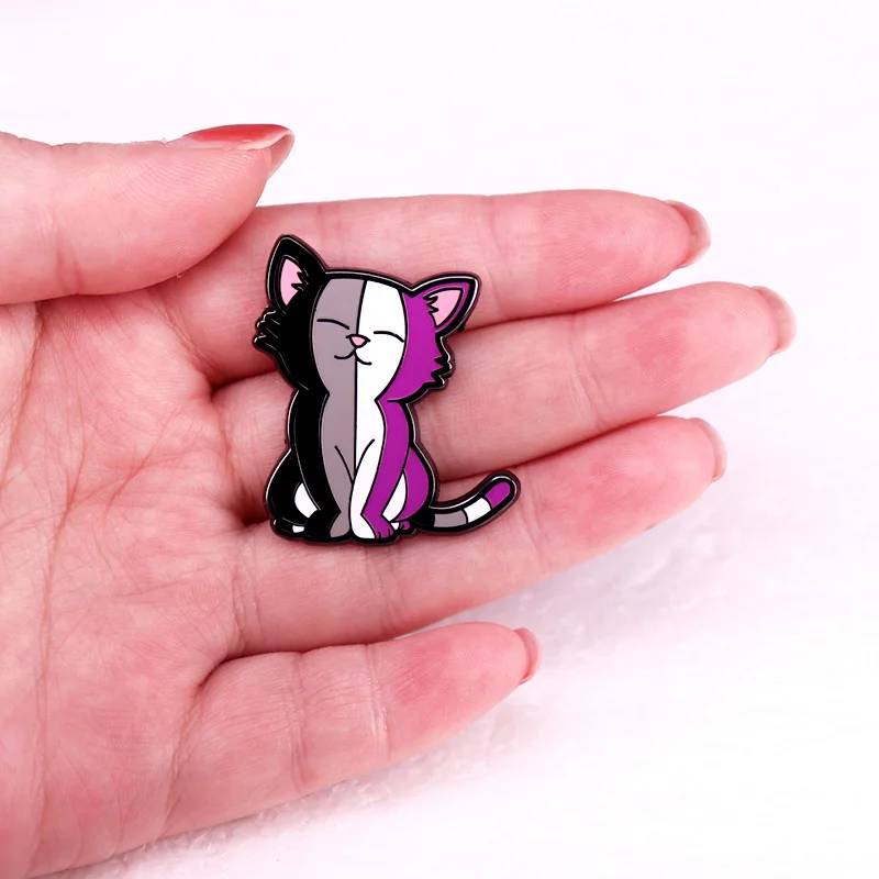 Эмалевая брошь ЛГБТ радуга кот