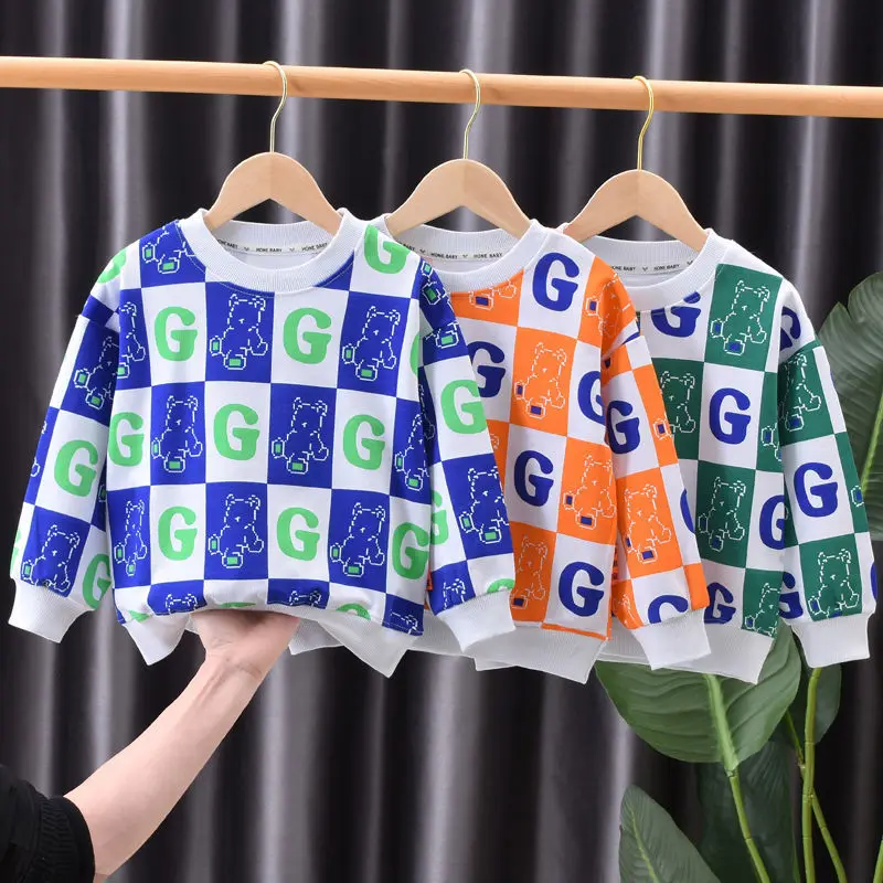 

Хлопковый свитшот с длинным рукавом и круглым вырезом для мальчиков