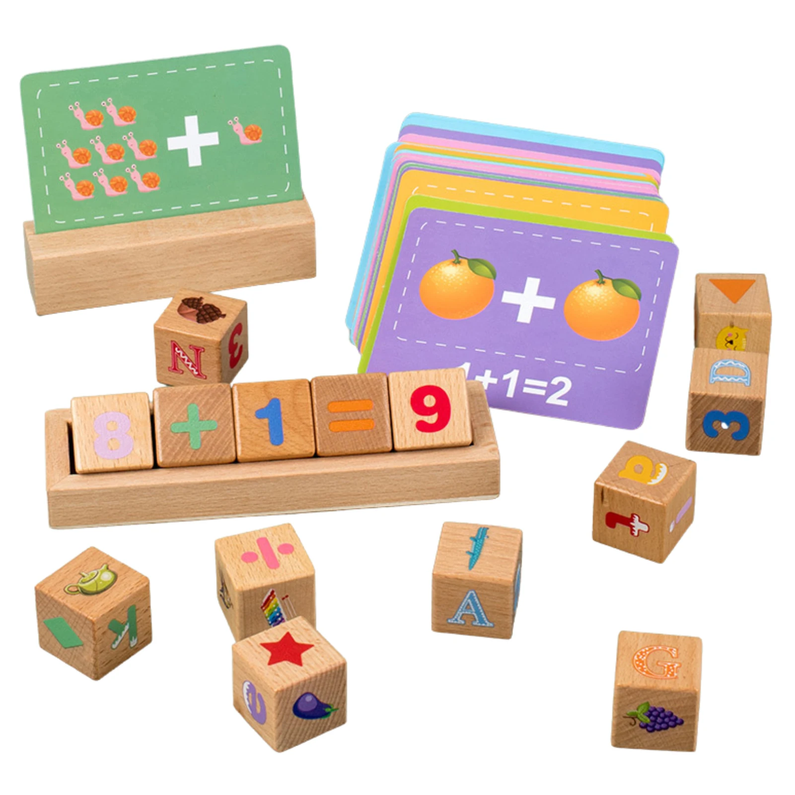 

Wooden Blocks Spelling Game Alphabet Letter Matching Cards With Cartoon Pictures Basic Words Gift Boxes Learning Block Plat Set