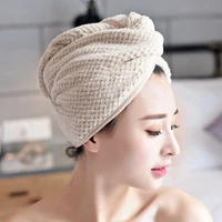 micro fiber hair towel hair drying towels quick dry hat cap twist head towel with button edf