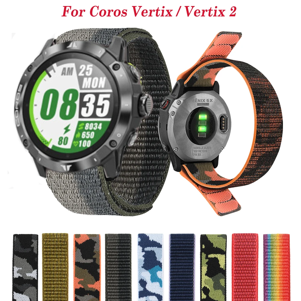 

22/26mm Loop Nylon Wristband For Coros Vertix/Vertix 2 Easyfit Watchband For Garmin Fenix 5 5X Plus 6 6X Pro 7 7X Bracelet Strap
