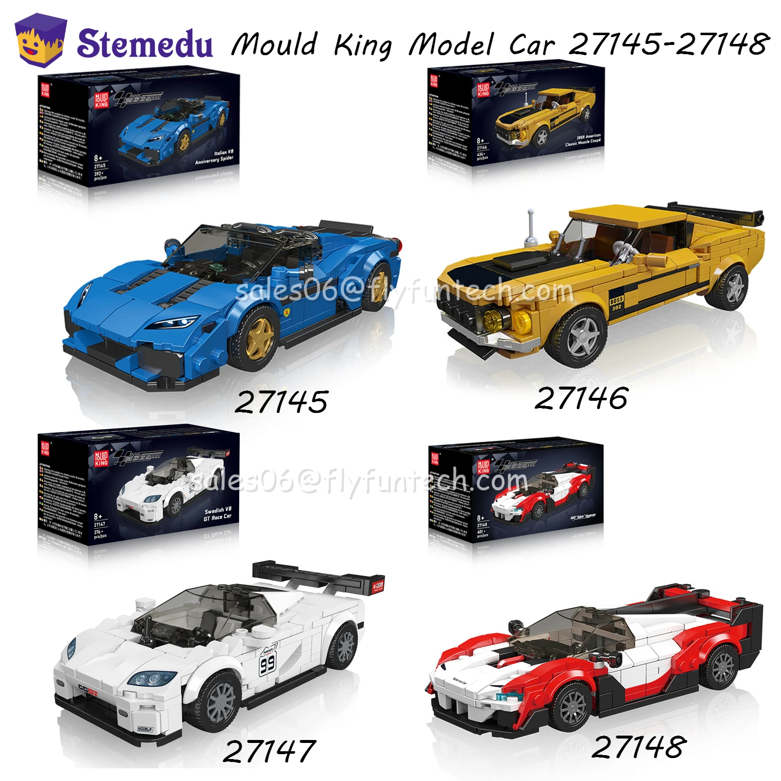 Фото Конструктор Mould King: Спортивный автомобиль Supercar (модель 27145-27148) — Итальянский V8, юбилейная серия, подарок, украшение для сборки №1