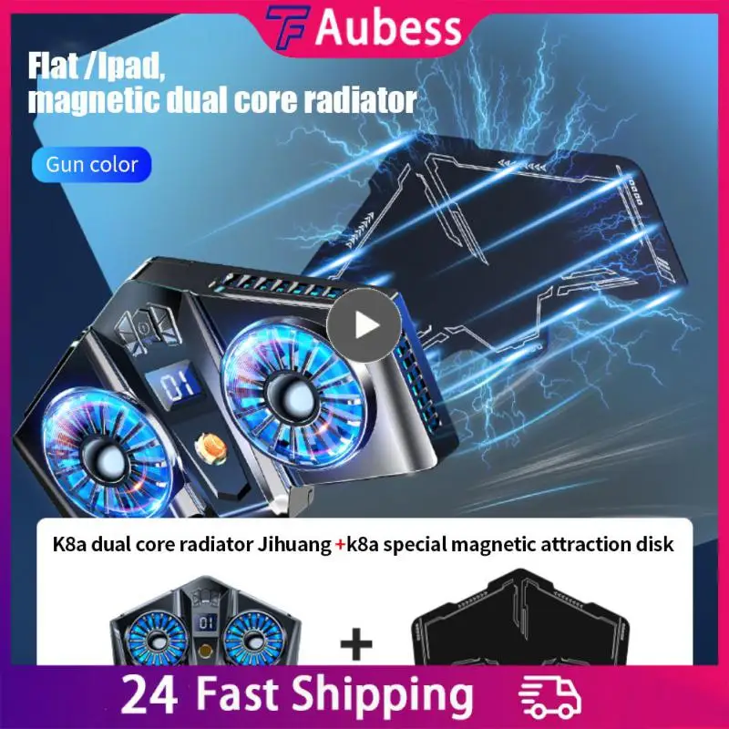 

Adjustable K8a Phone Radiator Gaming Radiator With Smartphone Temperature Display Game Cooler Dual Cooling Fan Mini Magnetic