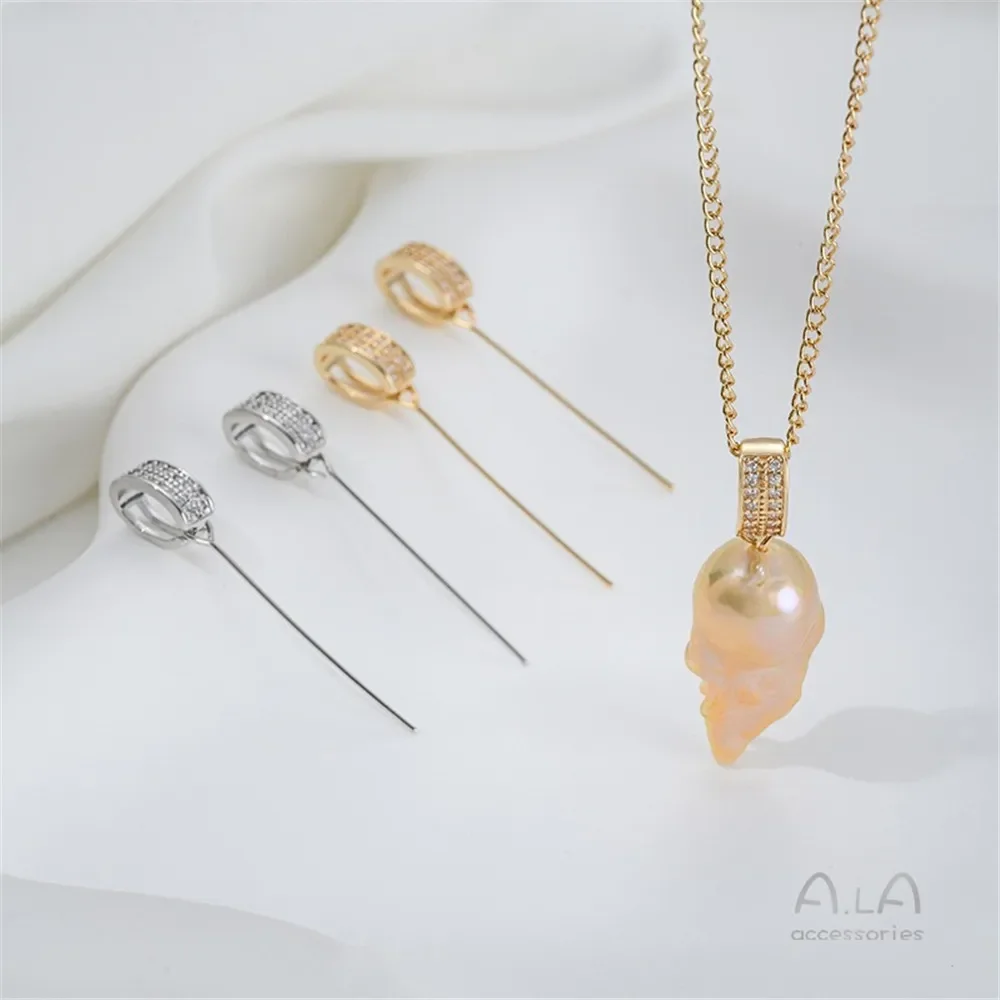 14-каратное золото мелкая игольная подвеска пряжка с жестким отверстием длинная