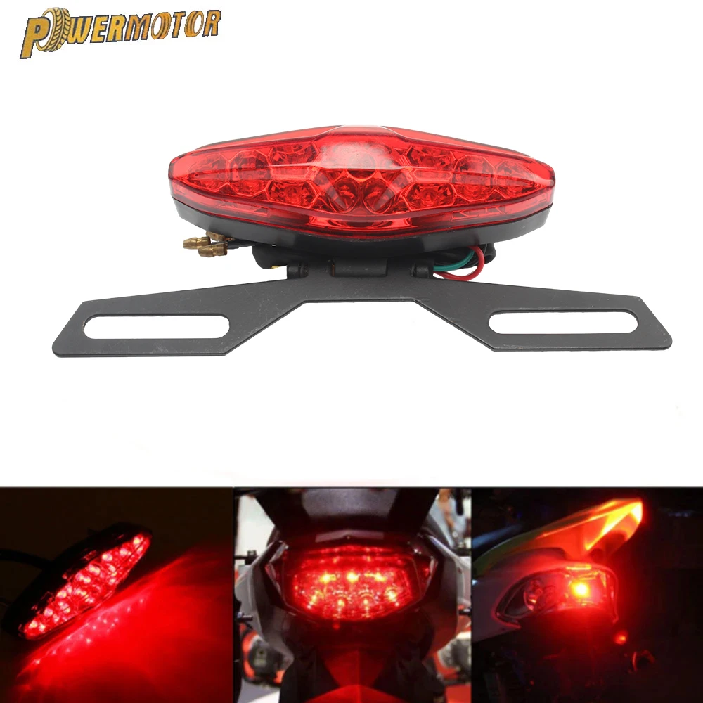

Motorcycle LED Tail Light Brake Light 12V Retro Tail Light Running Light Suitable for Most Motocross ATV Black Red Cover