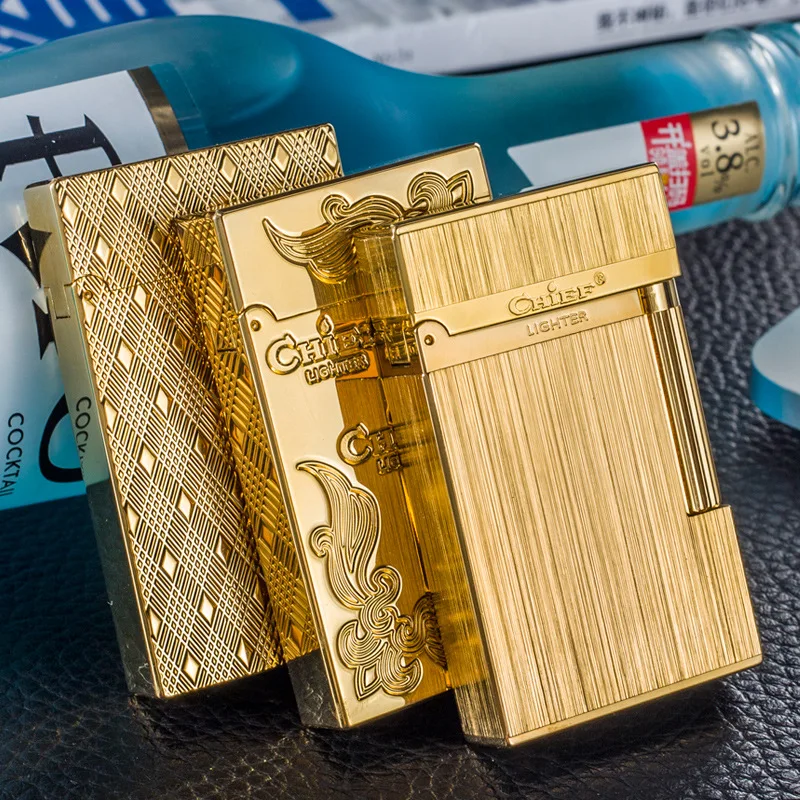CHIEF High-end Gift Box Lighter Side Pulley Flint Stone Loud Gas Lighter Metal Lighters Cigarette Lighter Men's Gift