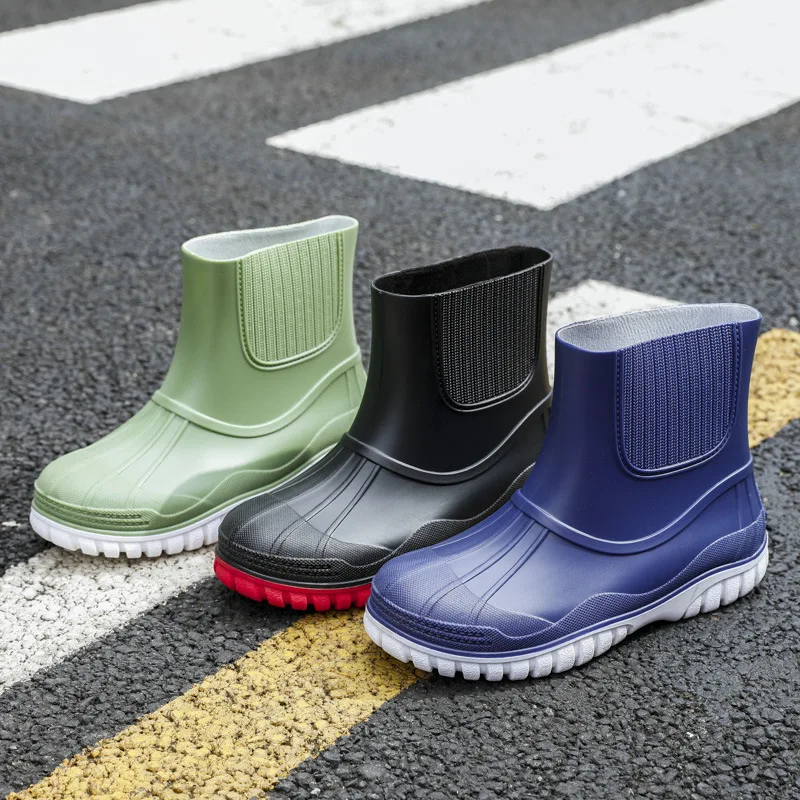New 2023 Women's Water Shoes Fashion PVC Rain Boots Waterproof Non-Slip Wear-Resistant Short Tube Water Shoes Work Rubber Shoes