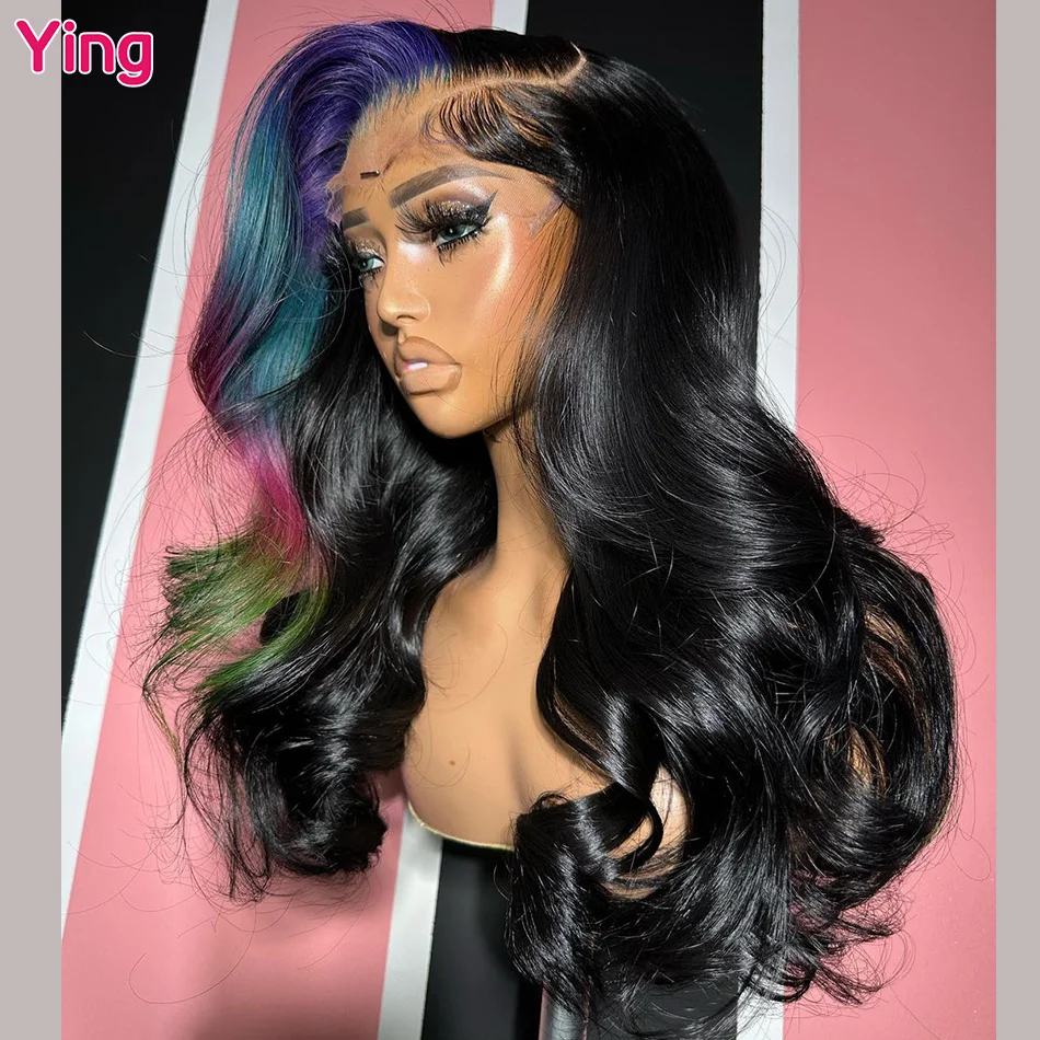 Ying Highlight Bleu With Pink Body Wave 5x5 Transparent Lace Wig 13x4 Lace Front Wig Human Hair 13x6 Lace Front Wig PrePlucked