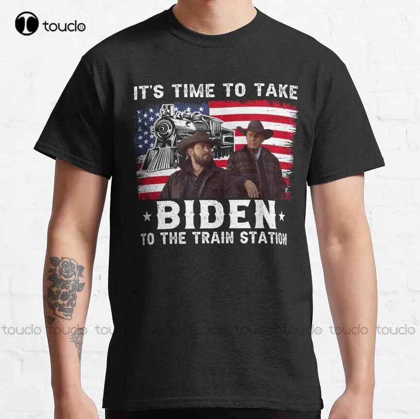 

Its Time To Take Biden To The Train Station Classic T-Shirt Shirts Men Cotton Outdoor Simple Vintag Casual Tee Shirts Xs-5Xl New