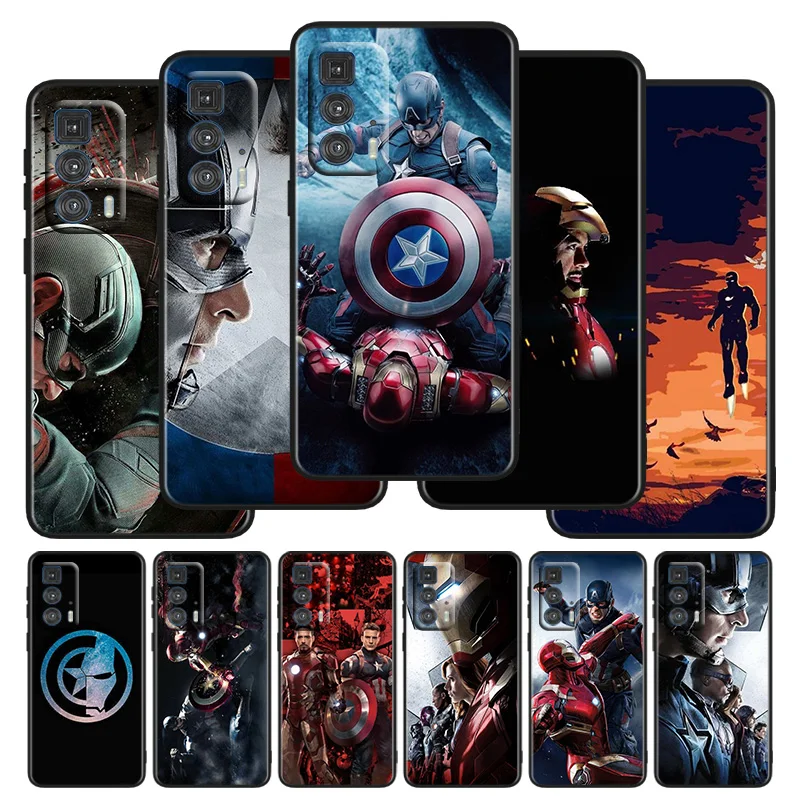 

Marvel Captain America Iron Man Phone Case For Motorola G 200 100 71 60S 51 50 41S 40 31 30 10 9 8 Fusion Power Lite Plus Black