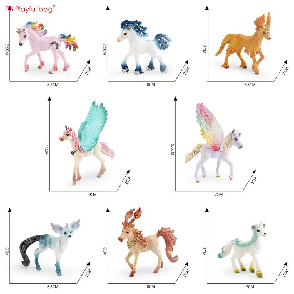 Миф Пегас Единорог Эльф Лошадь ПВХ Модель Радуга Крылатый Украшения Летающая