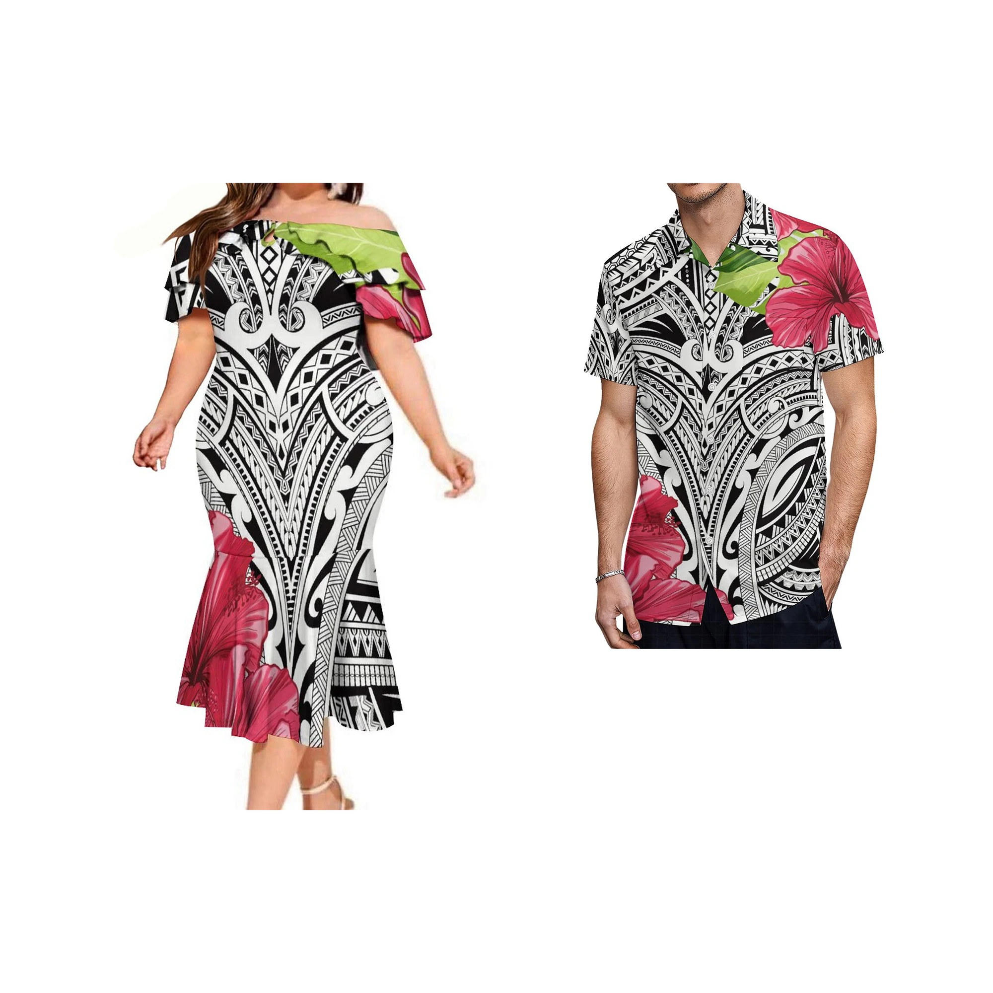 

Новое поступление 2023, женская одежда в полинезийском стиле, двуслойные платья русалки с оборками в строгом стиле, мужские рубашки