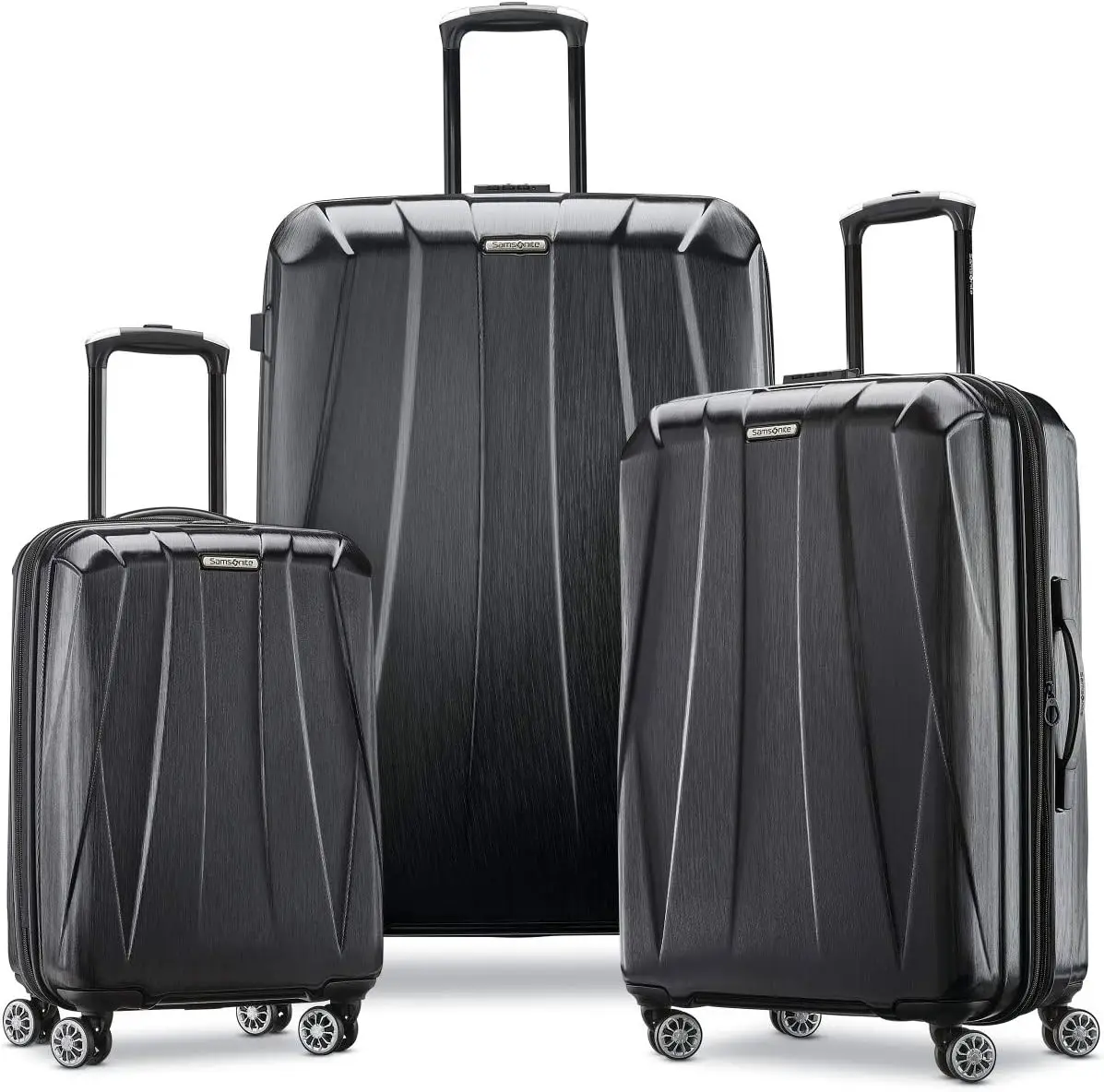 

Samsonite центральный 2 жесткий расширяемый чемодан с шпиннерами, черный, набор из 3 частей (20/24/28)