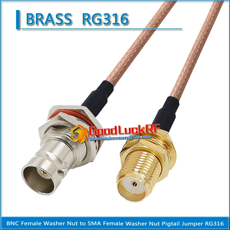 

Q9 BNC Female O-ring Waterproof Bulkhead Washer Nut to SMA Female Washer Nut Pigtail Jumper RG316 extend Cable RF Connector
