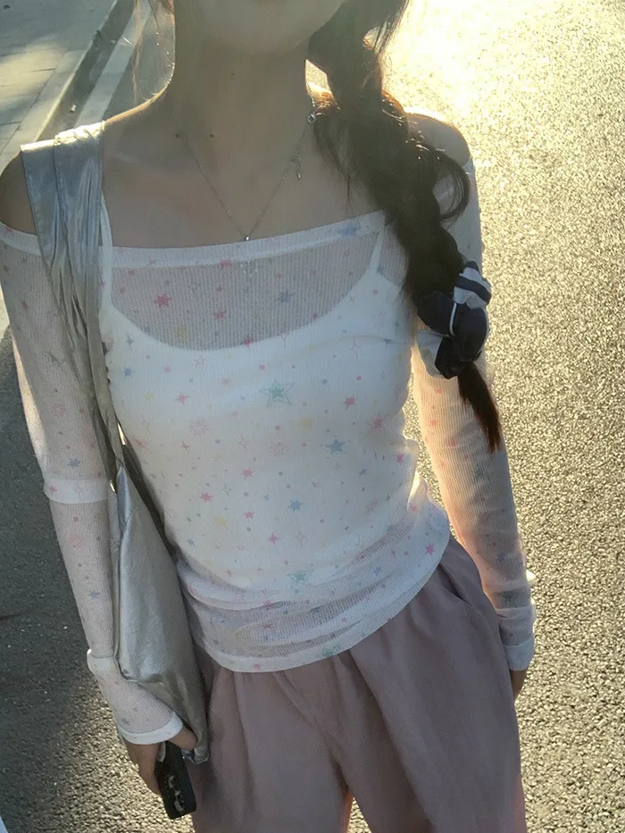 Новинка от Y2k's Приталенная футболка с принтом звезд дизайнерская