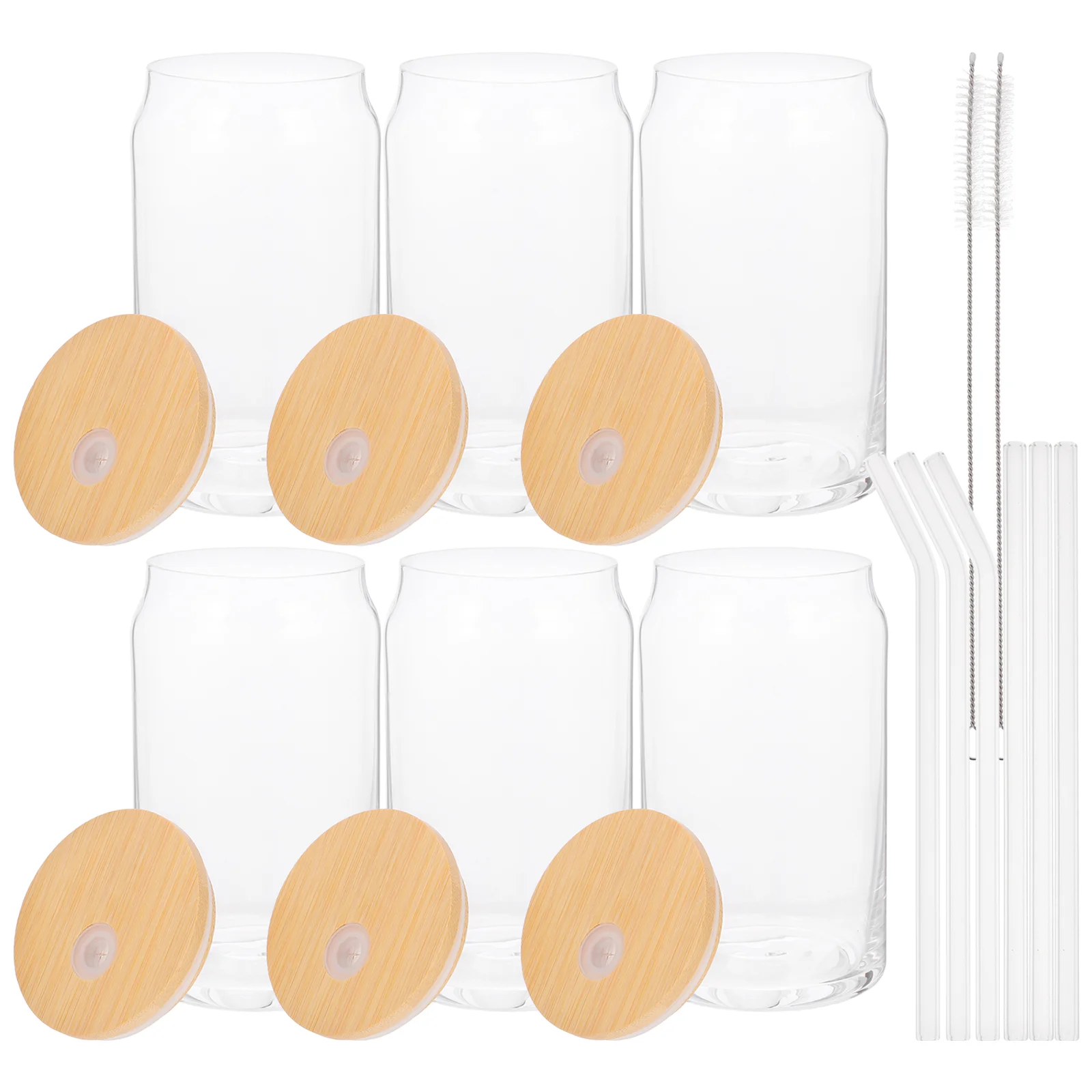 

Glass Can Shaped Glasses Lid Straw Tumbler Juicing Bottles Lids Beer Cups Water