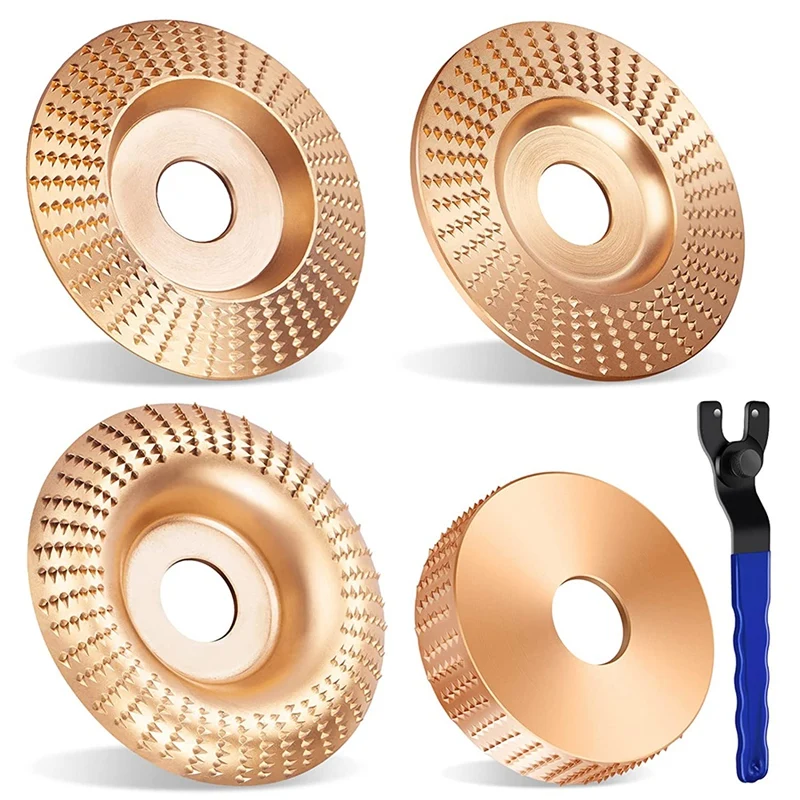 

LICG Wood Carving Disc Set With Grinder Wrench For 4Inch Or 4 1/2Inch Angle Grinder Attachments,Shaping Wheel Grinder