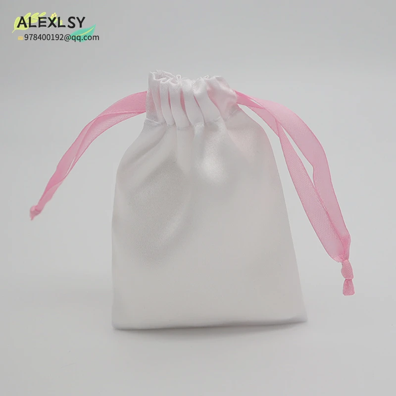 Satin Jewelry Mini Small Gift Bags 5x7cm Drawstring Packaging Pouch Wedding Favors for Guests Candy Goodie Bag Custom Logo 50Pcs
