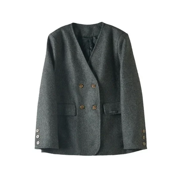 Зимний новый стиль французский повседневный серый хлопковый теплый деловой