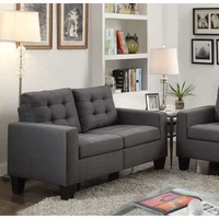 Loveseat Transitional Contemporary Style  in Gray Linen Living Room Furniture Muebles De La Sala 57"L x 32"D x 35"H