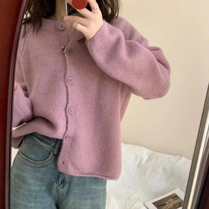

Warm and soft crewneck, long sleeves, knit, autumn/winter cropped slouchy solid drop shoulder sweater coat