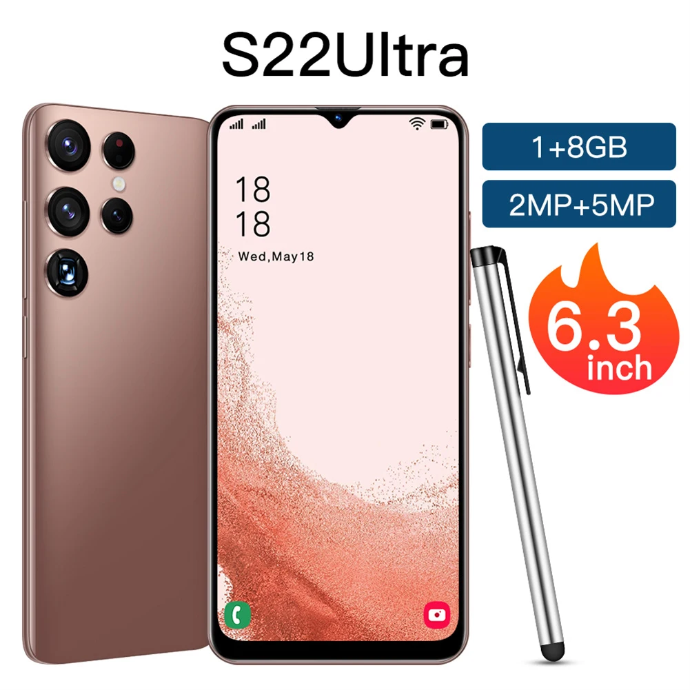 

S22 Ultra 6.3” Screen Display 1GB RAM+8GB ROM Smart Phone 5MP Rear 2MP Front Camera Dual SIM Mobile Phones 3000mAh Battery