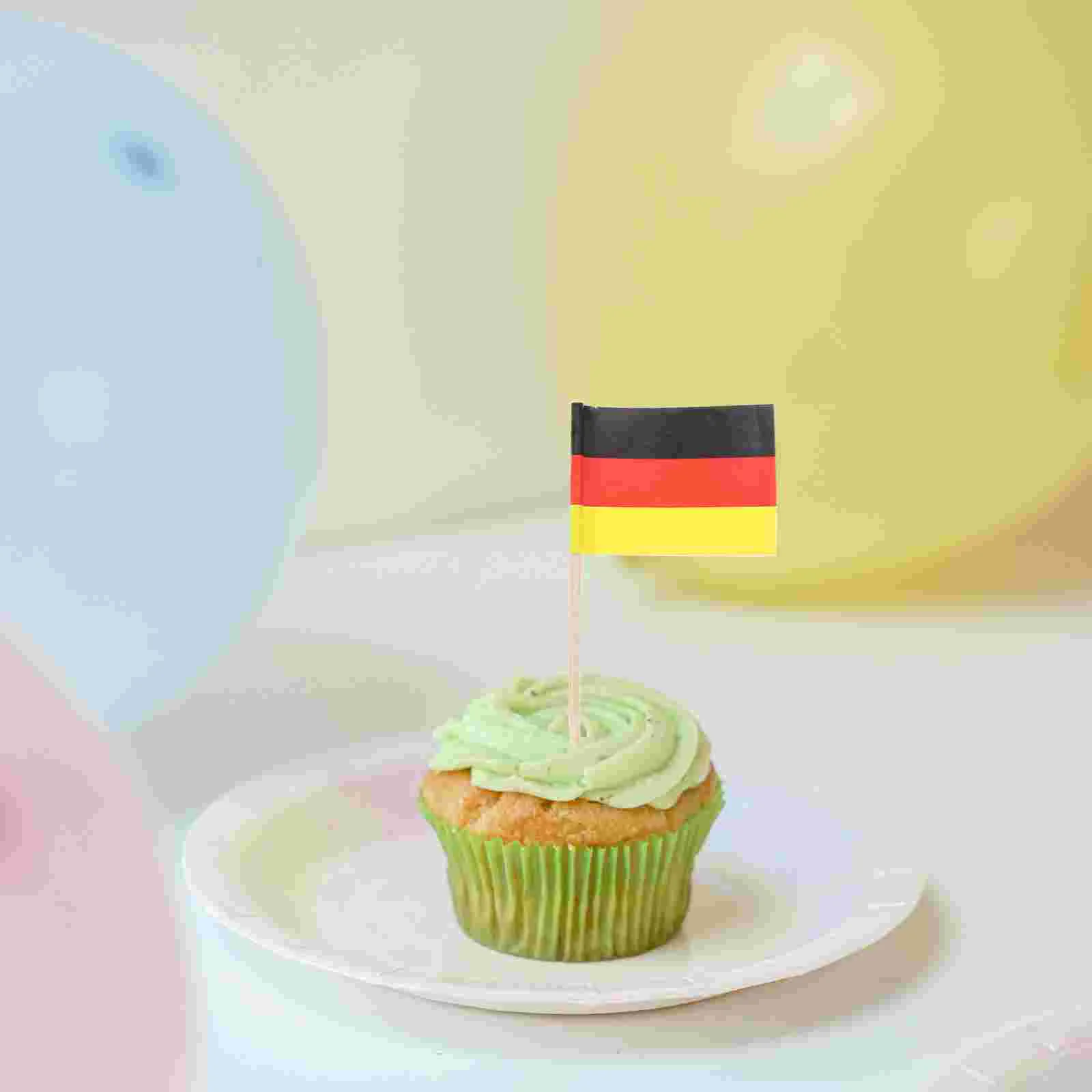 

100pcs International Flag Picks Germany Flag Toothpicks German Flags Cupcake Toppers Small Flag Cake Pick Sticks for National