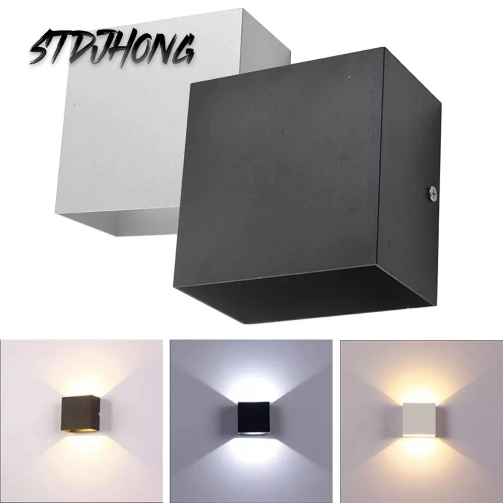 

Factory Dimmable 6W 85-265V Cube COB LED Indoor Lighting White/Black Wall Lamp Modern Home Lighting Decoration Sconce Lamp