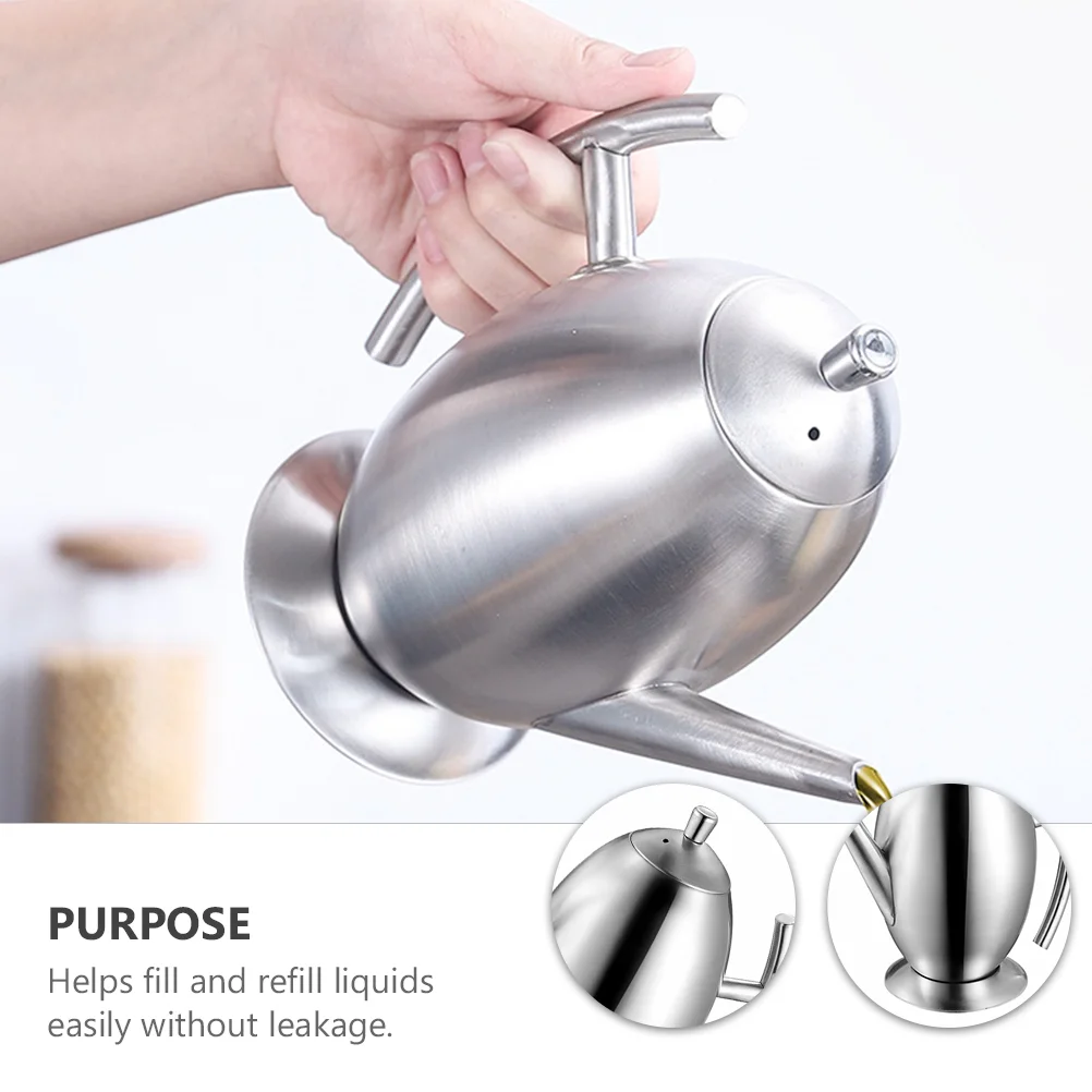 

Oil Dispenser Stainless Steel Pitcher Water Olive Vinegar Sauce Beverage Cooking Pourer Can Soy Kitchen Decanter Container Jug