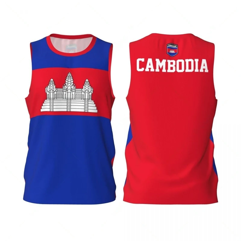 Камбоджа Флаг Графические майки Простые модные мужские и женские баскетбольные