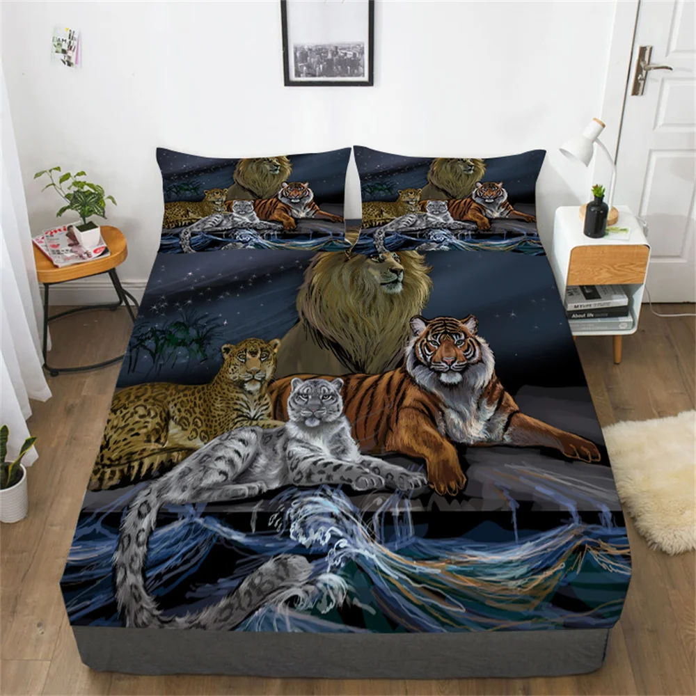 

Tiger 3D Comforter Cover Set Queen Bed Sets Teens Children Home Bedclothes Beds Sheets Suit Cotton Fitted Sheet Quilt Covers