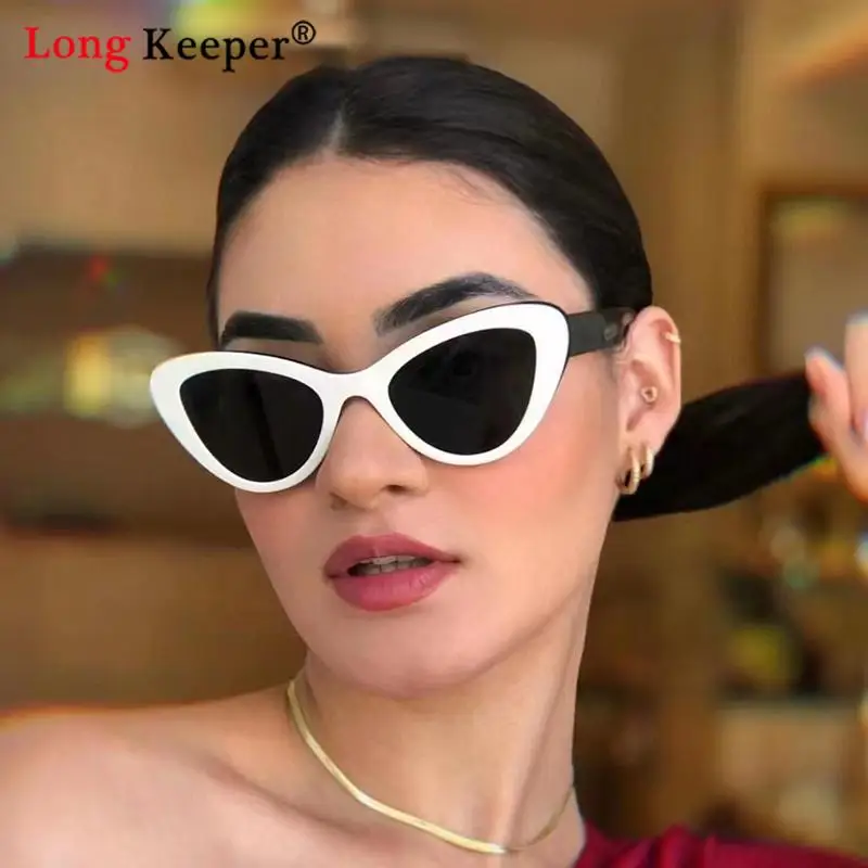 

Солнечные очки Long Keeper в винтажном стиле женские, солнцезащитные аксессуары кошачий глаз с треугольным оттенком, Uv400, трендовые